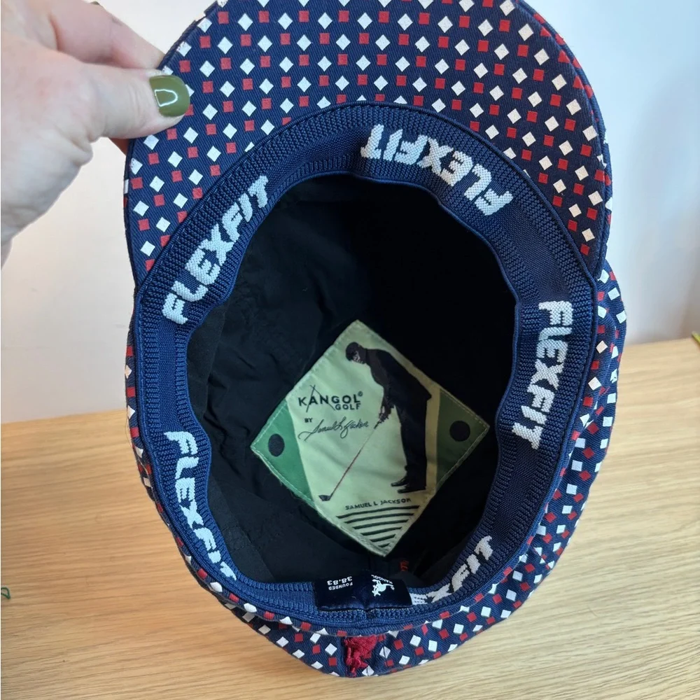 Navy “Kangol” Geometric Print Cadet Cap - RARE by Samuel L Jackson Golf‎ NWOT